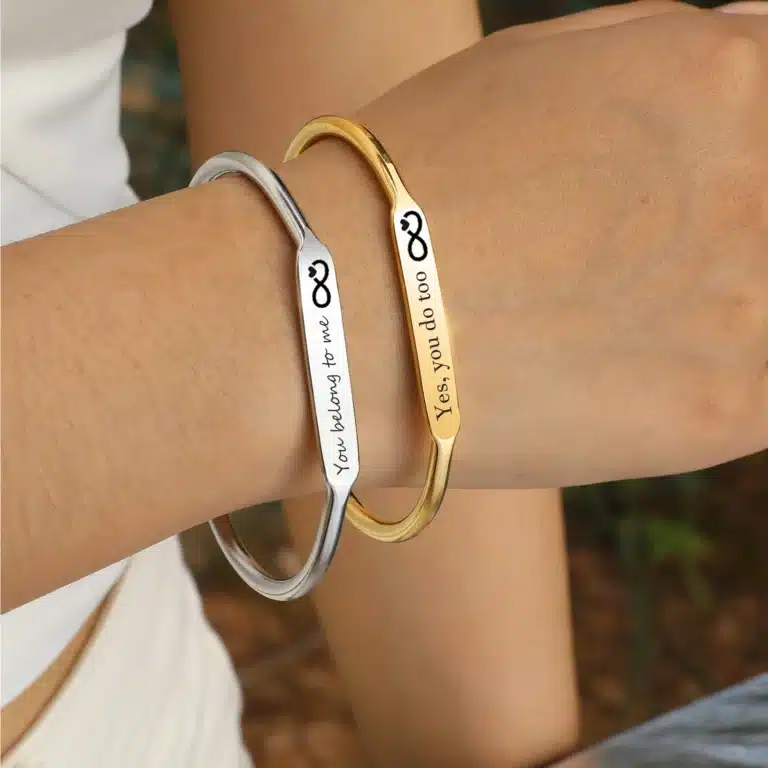 Bracelet couple gravé message d\'amour 1