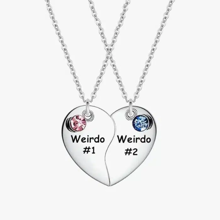 Collier couple coeur rigolo 1