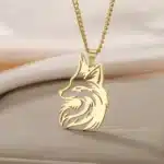 Collier couple loup argent et doré 1