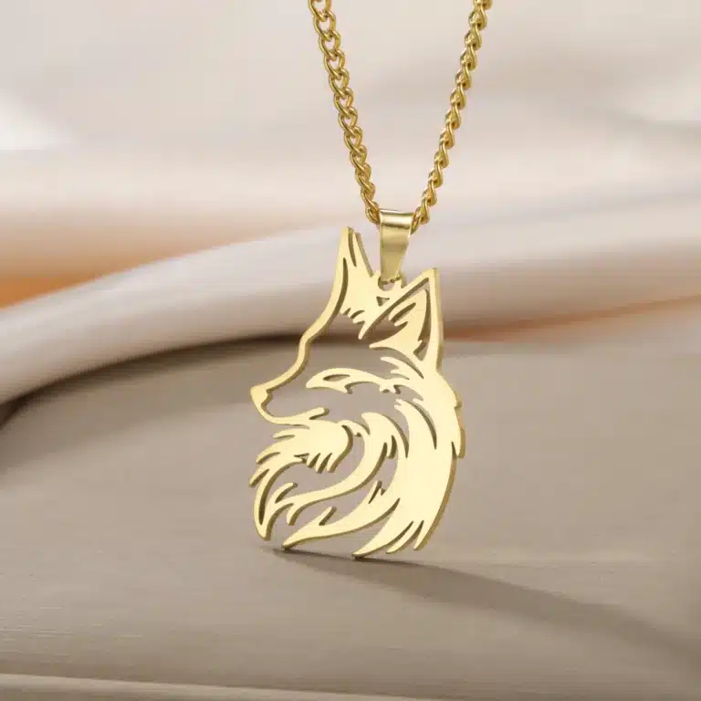 Collier couple loup argent et doré 1
