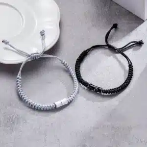 Bracelet couple bambou noir et blanc 1
