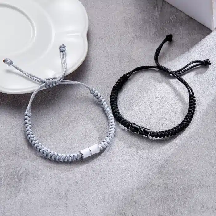 Bracelet couple bambou noir et blanc 1