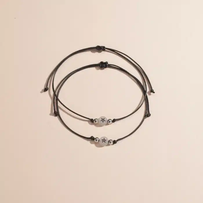 Bracelet couple étoile noir et blanc 4