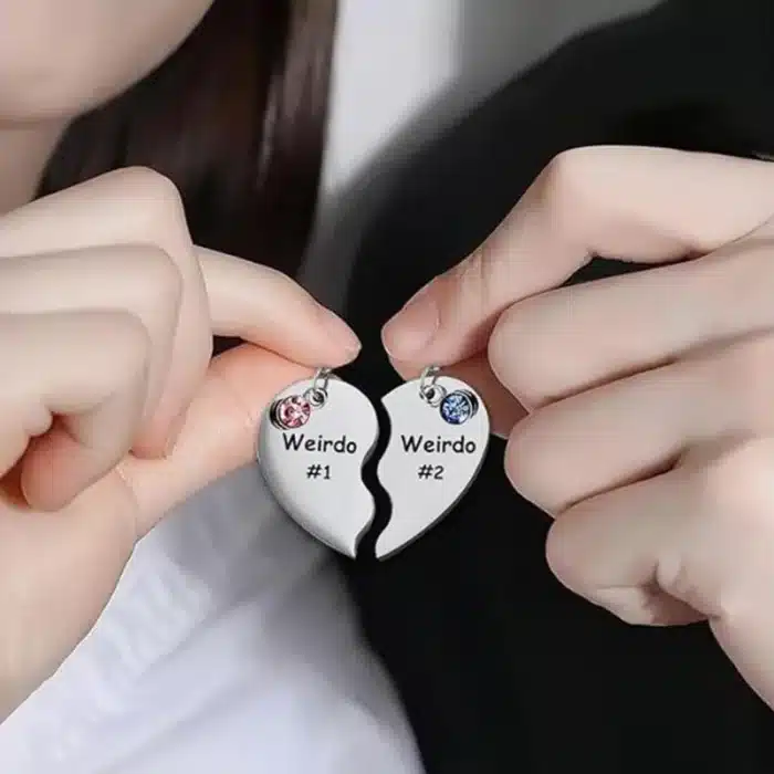 Collier couple coeur rigolo 3