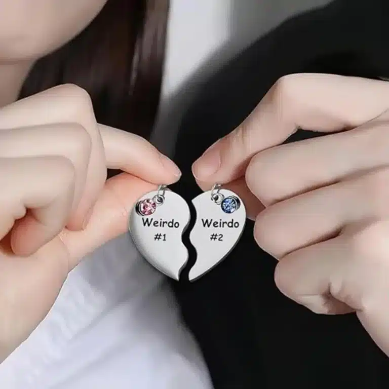 Collier couple coeur rigolo 3