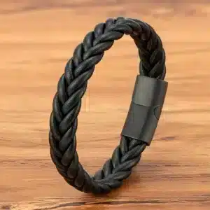 Bracelet couple cuir tressé 1