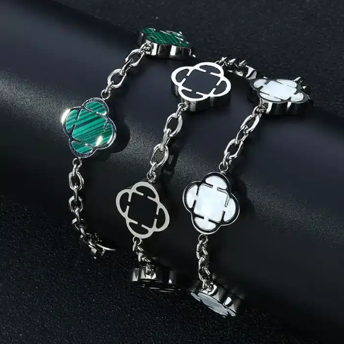 Bracelet couple trèfle porte bonheur femme 1