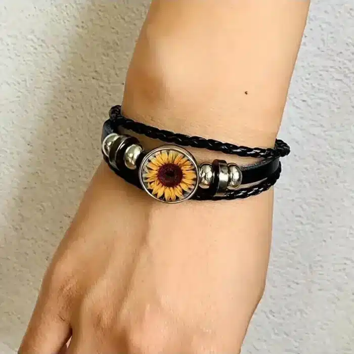 Bracelet couple fleur tournesol 2
