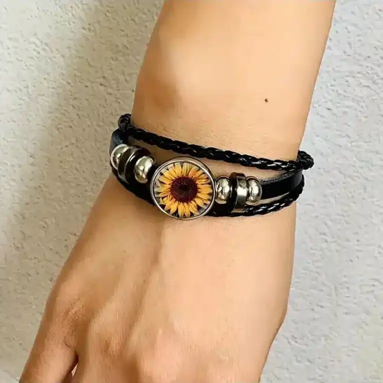 Bracelet couple fleur tournesol 2