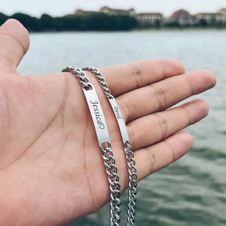 Bracelet couple personnalisé rose éternelle 4