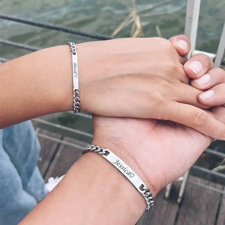 Bracelet couple personnalisé rose éternelle 5
