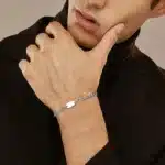 Bracelet couple personnalisé noir et argent initiale 3