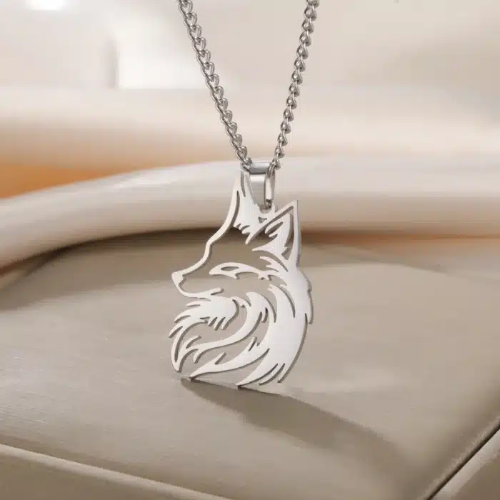 Collier couple loup argent et doré 4