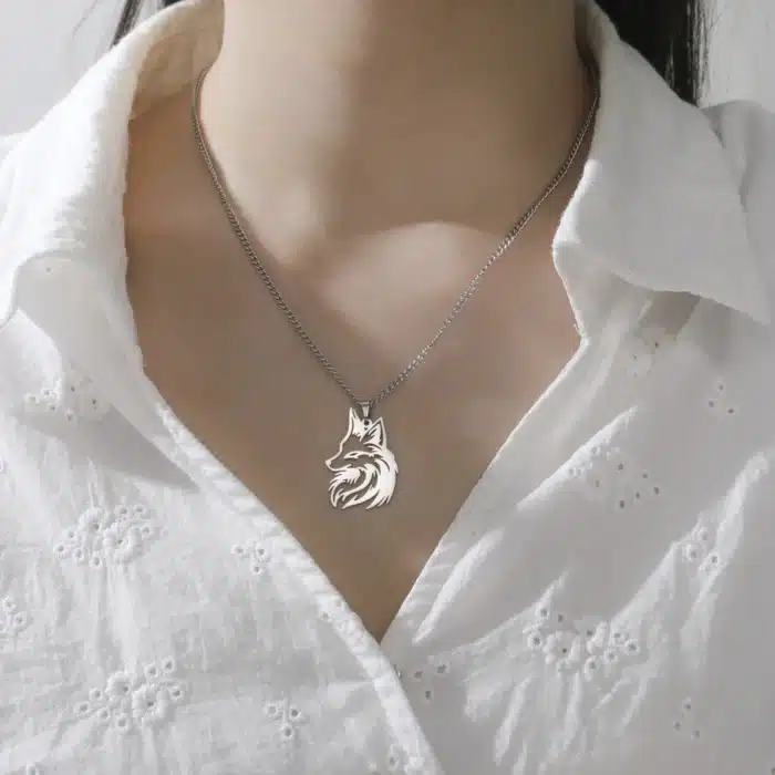 Collier couple loup argent et doré 5