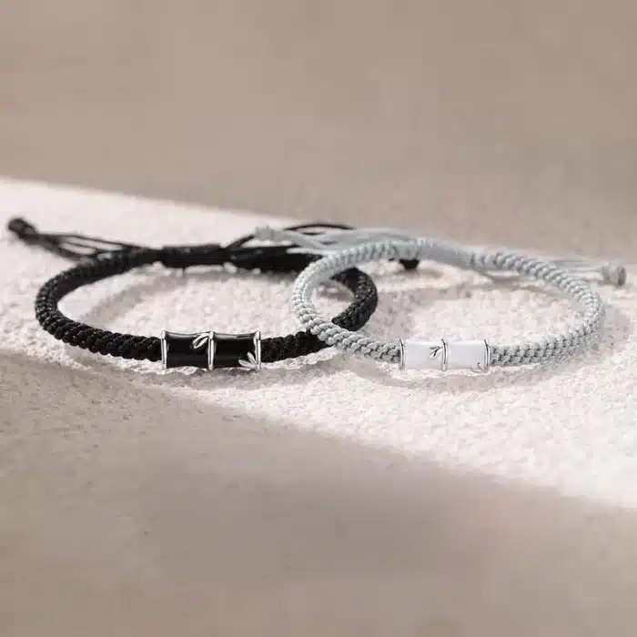 Bracelet couple bambou noir et blanc 4