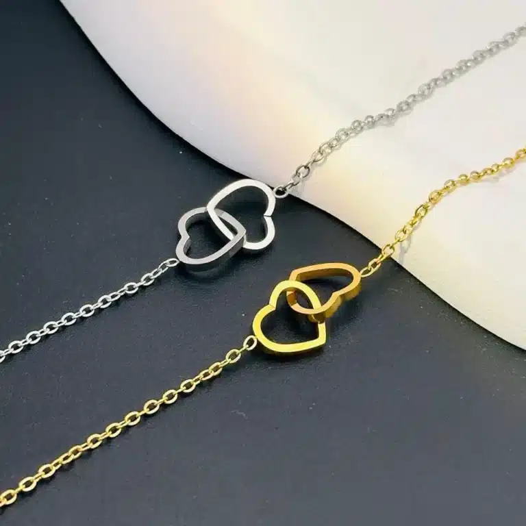 Collier couple double coeur femme 5