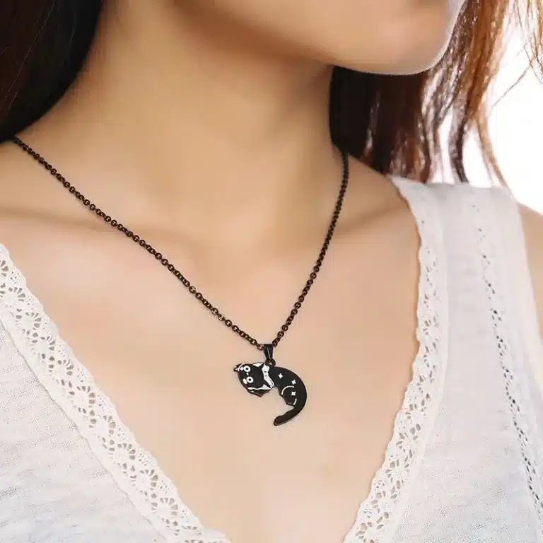 Collier couple chat rigolo 3