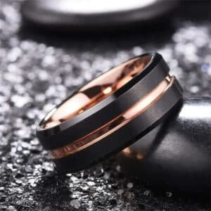 Bague de couple noir et cuivré