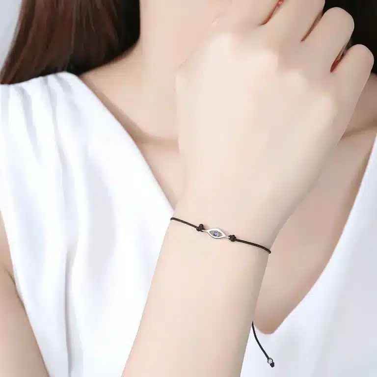 Bracelet couple cordon oeil bleu 5