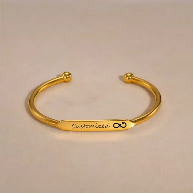 Bracelet couple gravé message d\'amour 2