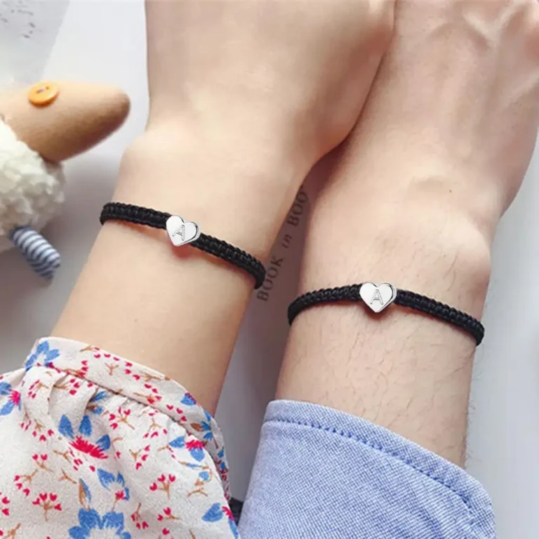 Bracelet couple coeur initiales 3