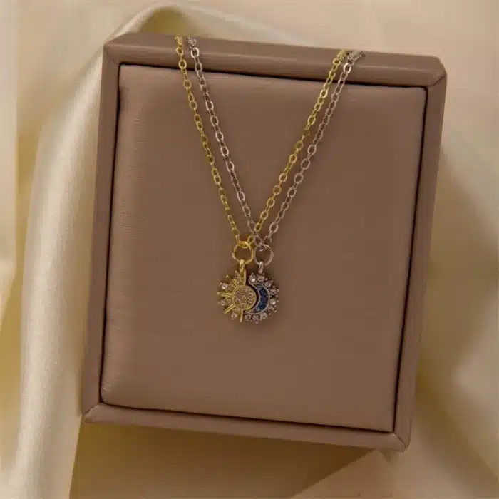 Collier Collier couple soleil lune brillant 6