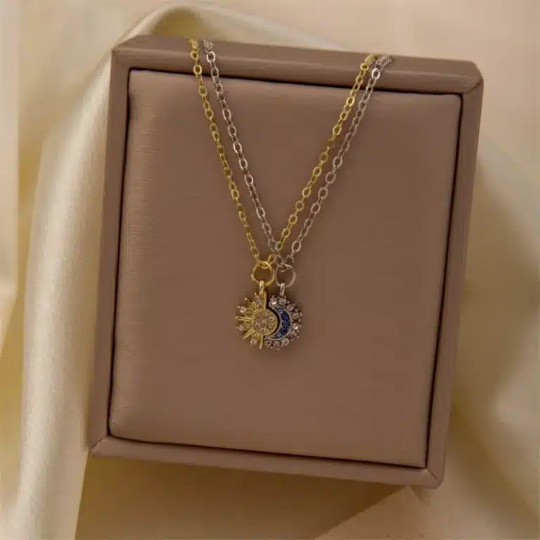 Collier Collier couple soleil lune brillant 6