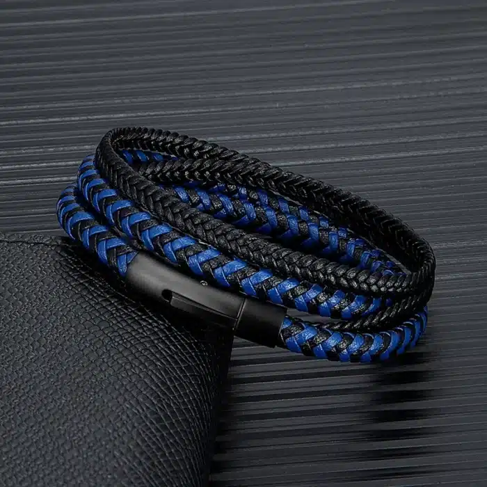 Bracelet coupe cuir tressé homme 1
