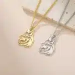 Collier couple loup argent et doré 2