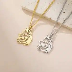Collier couple loup argent et doré 2
