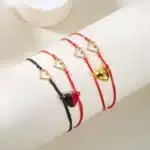 Bracelet couple aimanté coeur rouge et noir 6