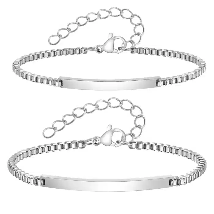 Bracelet couple personnalisé argent 3