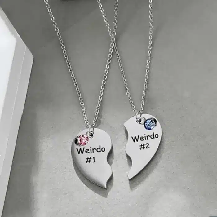 Collier couple coeur rigolo 4