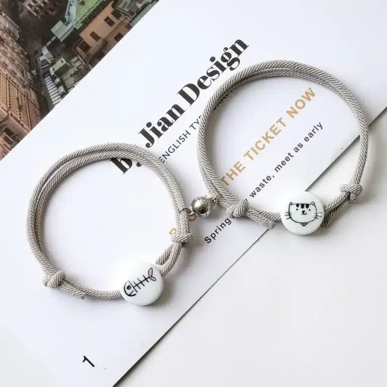 Bracelet couple porte-bonheur chat 4