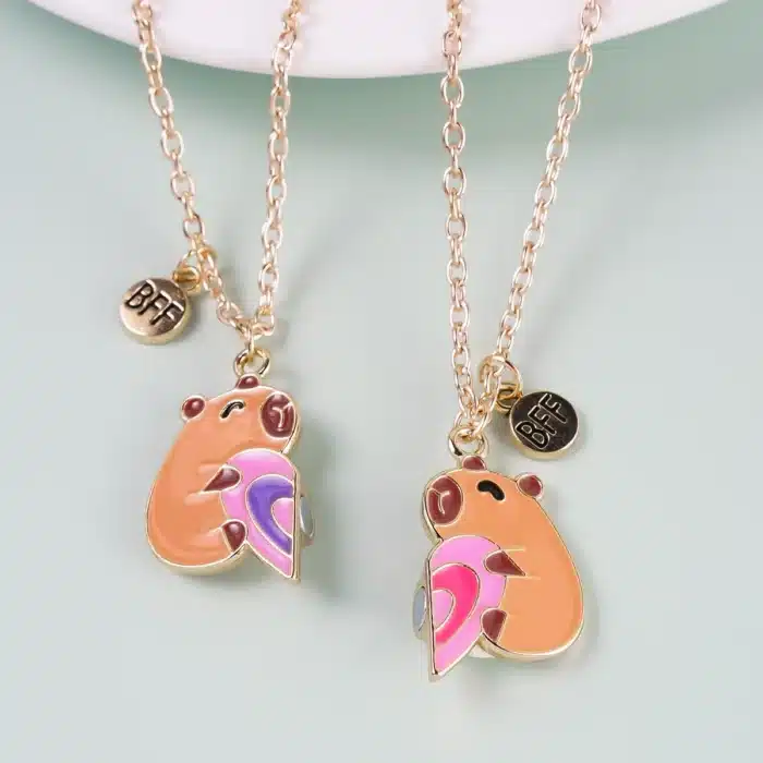 Collier couple coeur capybara 4