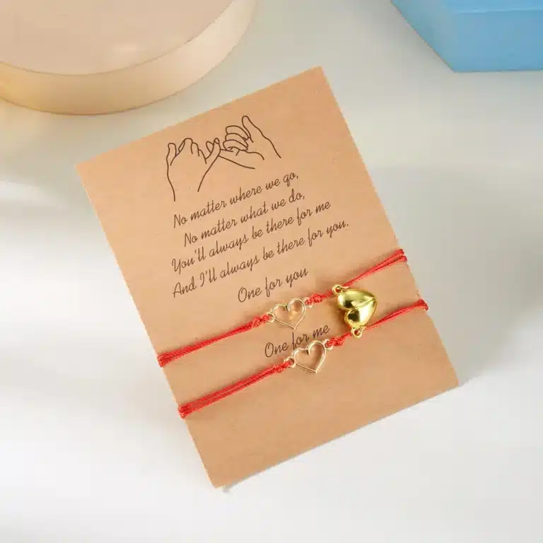 Bracelet couple aimanté coeur rouge et noir 3