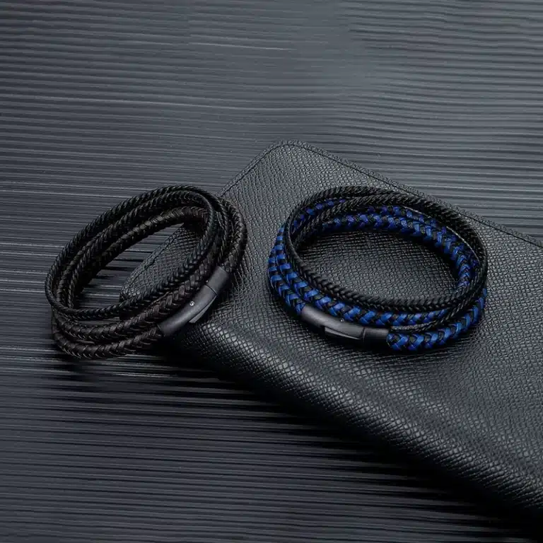 Bracelet coupe cuir tressé homme 3
