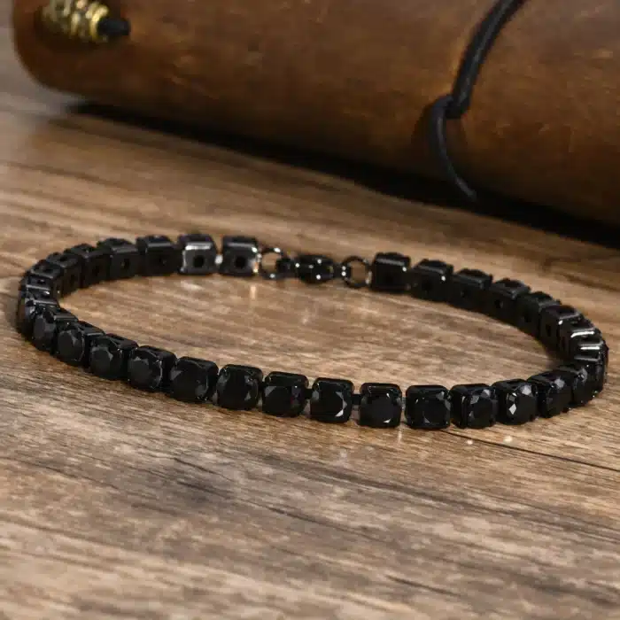 Bracelet couple fin noir 1
