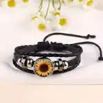 Bracelet couple fleur tournesol 1