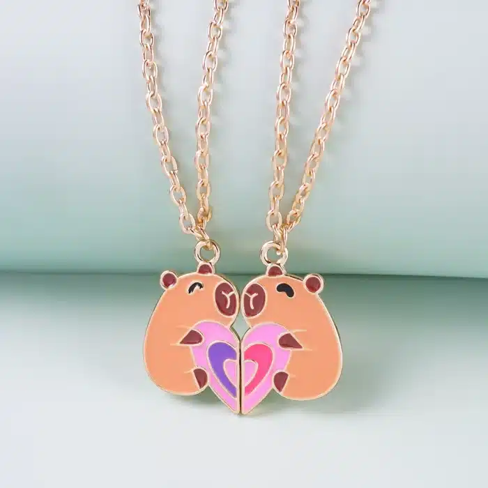 Collier couple coeur capybara 2