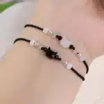 Bracelet couple corde chat noir et blanc 3