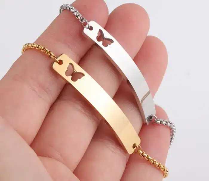 Bracelet couple personnalisé papillon 2