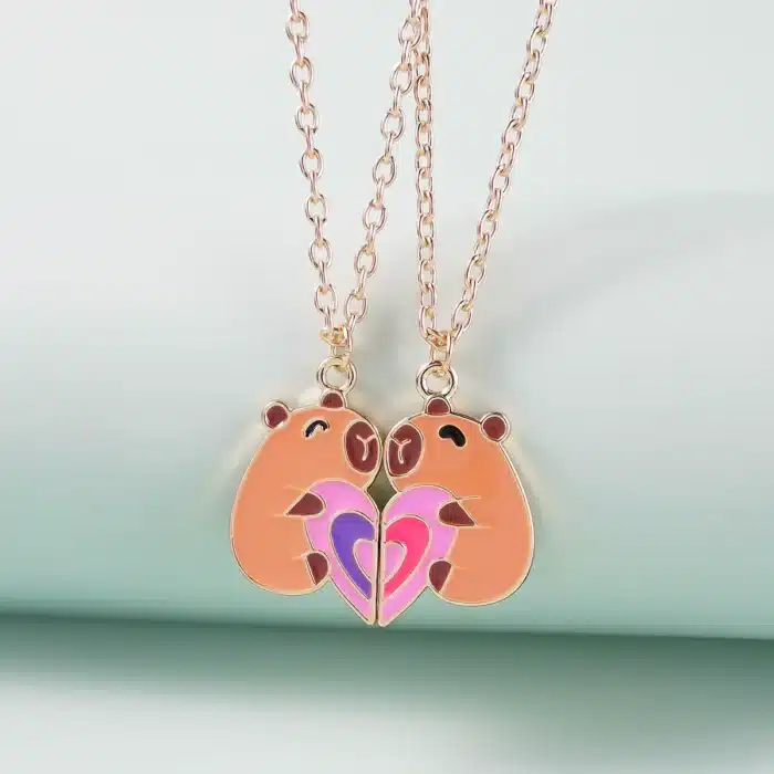 Collier couple coeur capybara 1