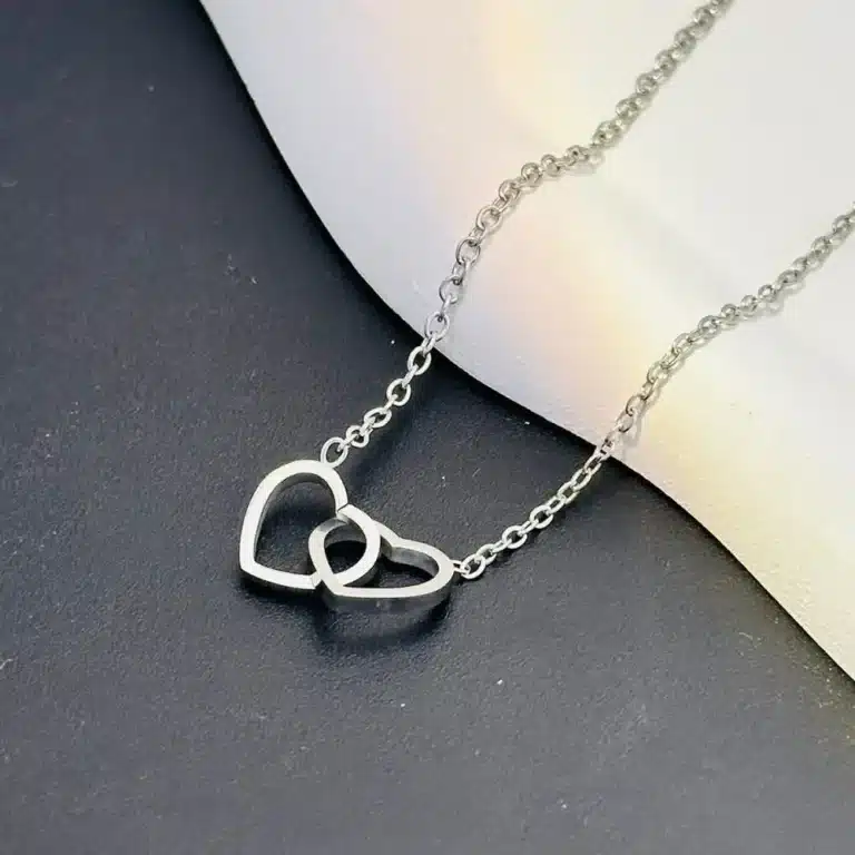 Collier couple double coeur femme 4