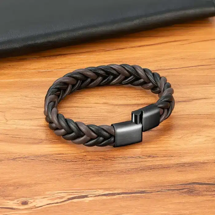 Bracelet couple cuir tressé 3