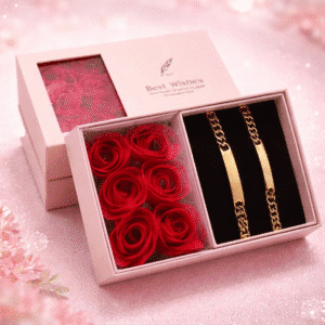 Bracelet couple personnalisé rose éternelle