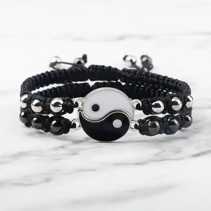 Bracelet couple perle yin yang 1