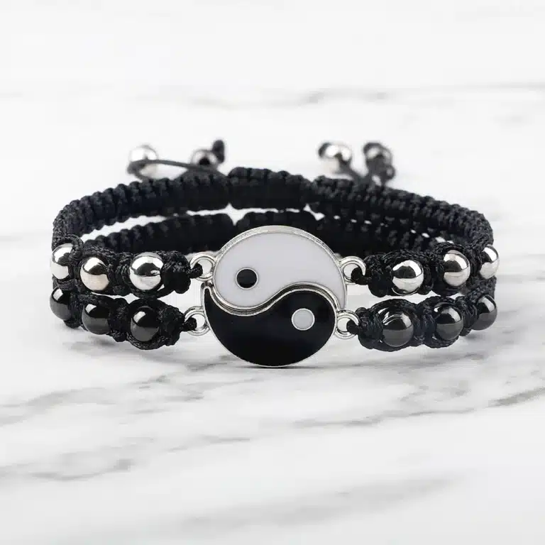 Bracelet couple perle yin yang 1