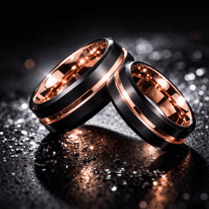 Bague de couple noir et cuivré