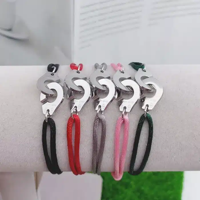 Bracelet couple menottes acier 2